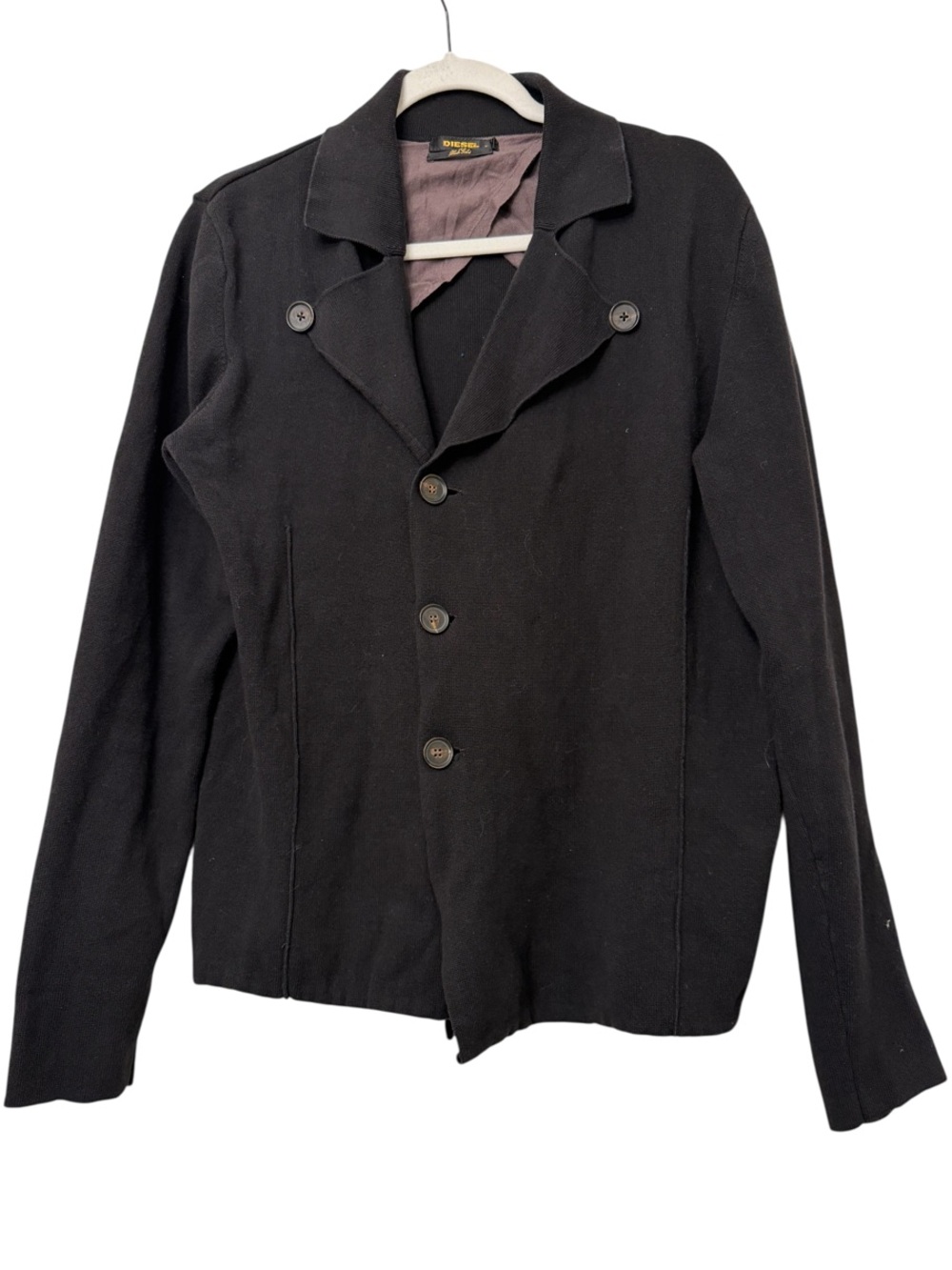 Diesel Vintage Black Gold Label Multi Button Knit Black Blazer Jacket